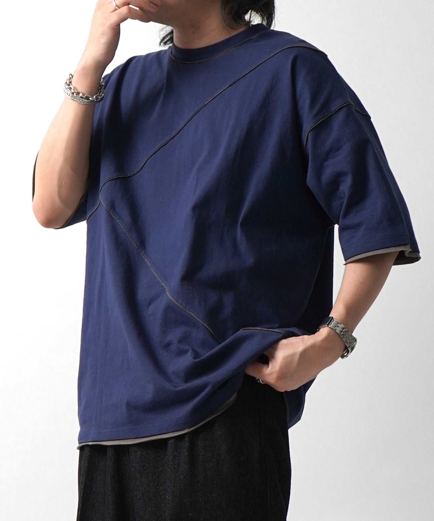 25SS カットオフ switching Tee 切替半袖Tシャツ