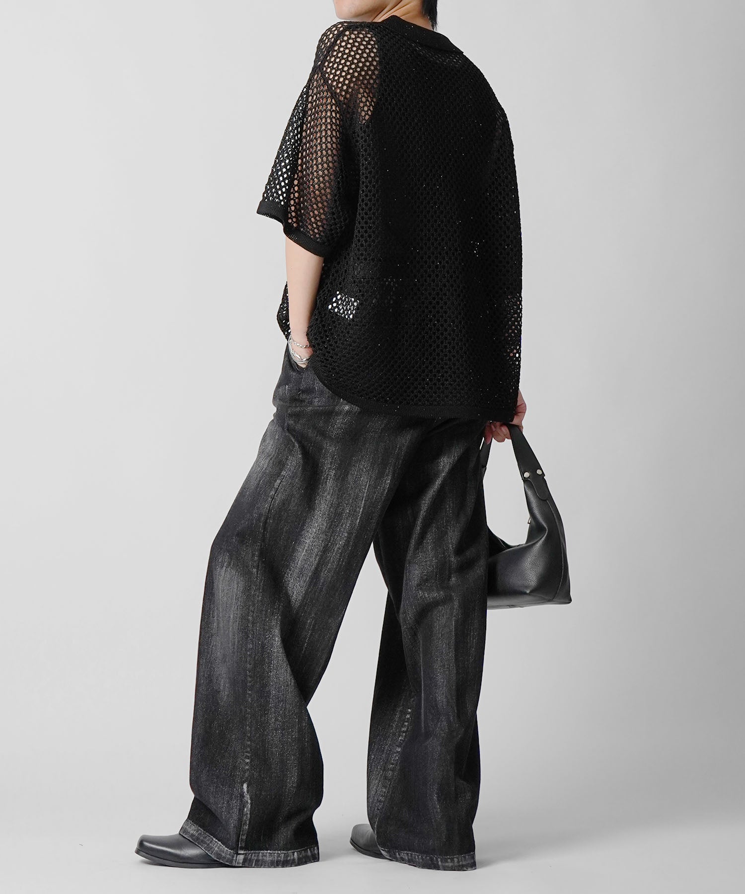 25SS スパンコール メッシュニットシャツ