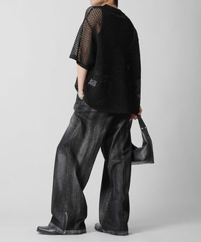 25SS スパンコール メッシュニットシャツ