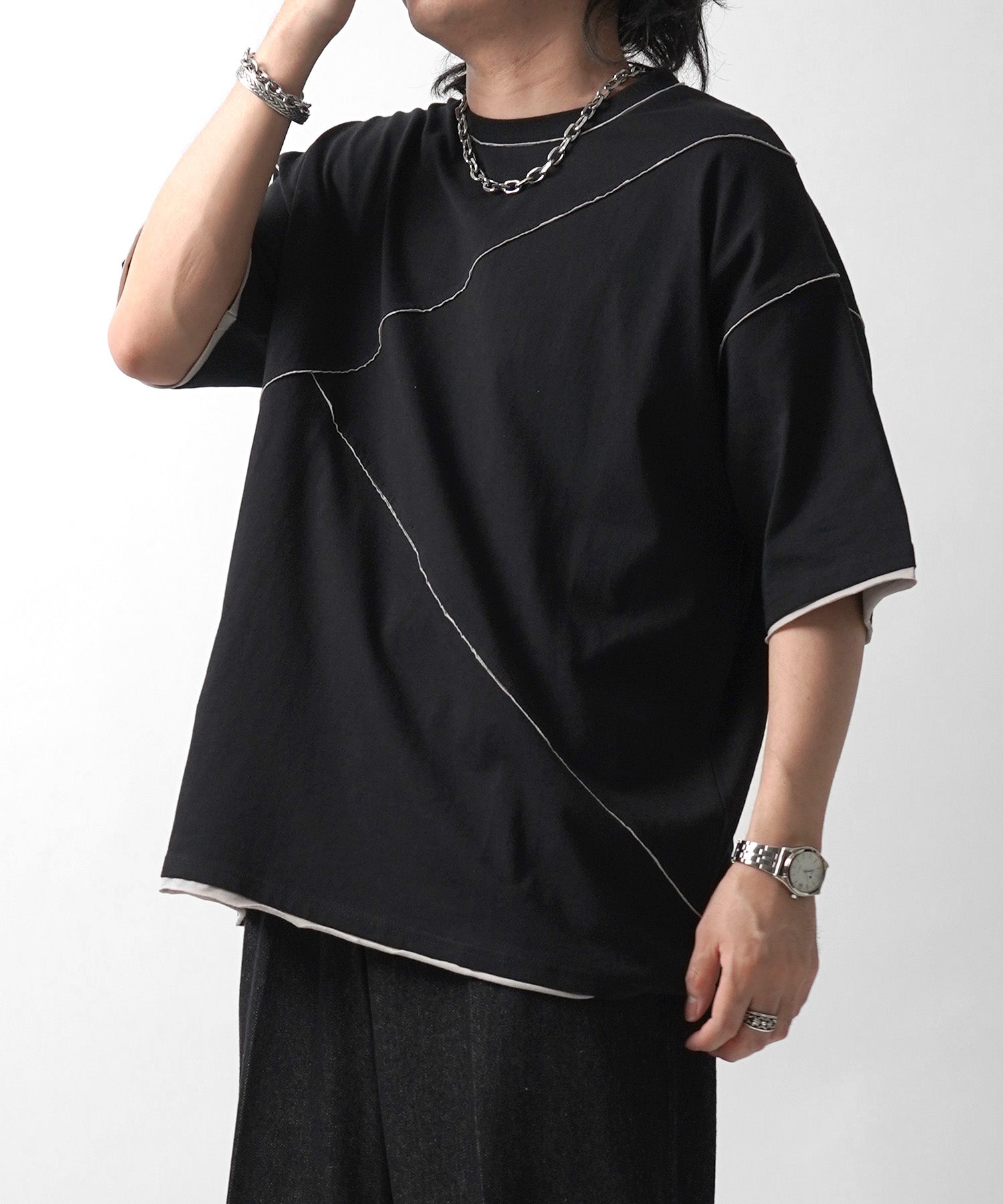 25SS カットオフ switching Tee 切替半袖Tシャツ