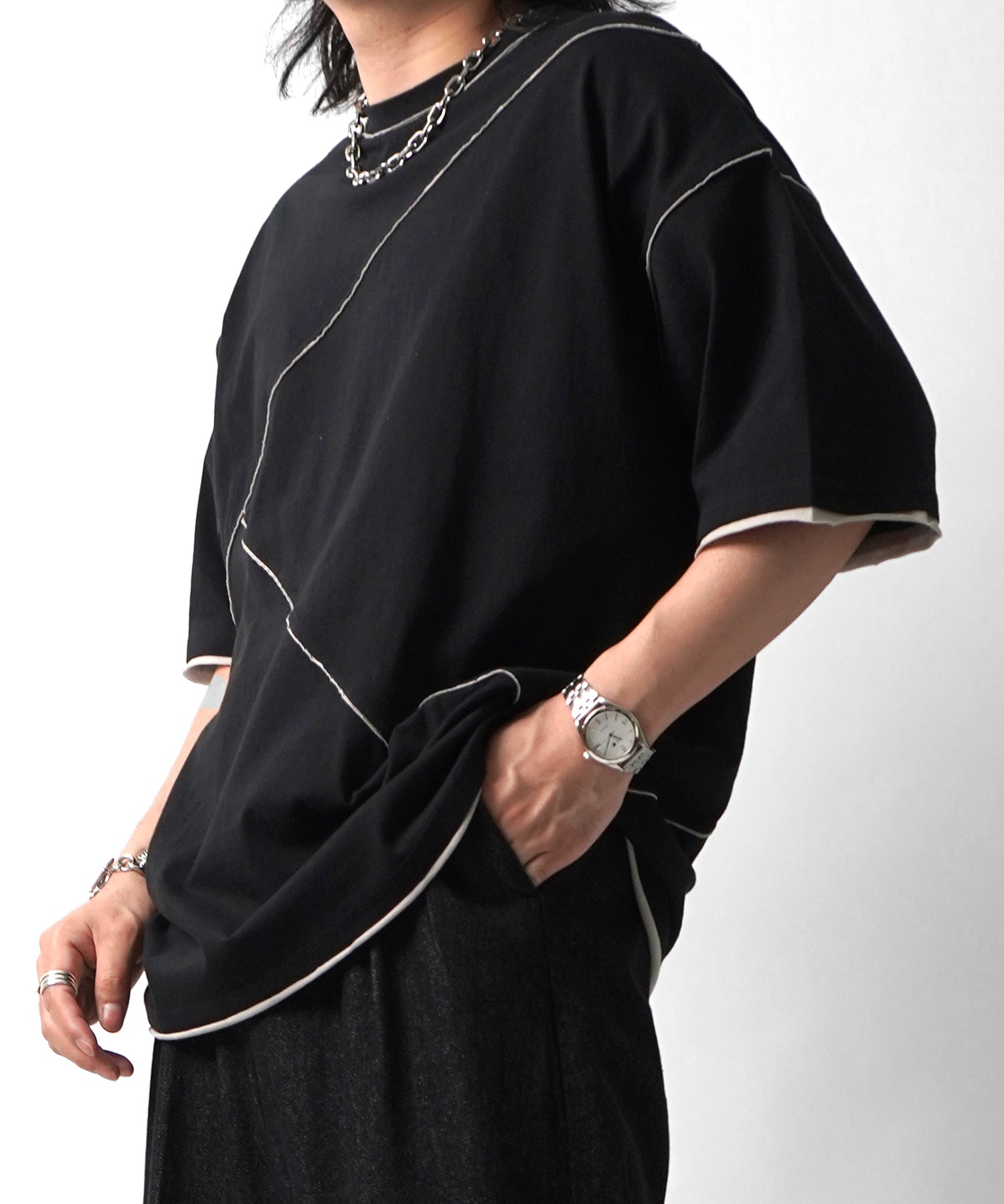 25SS カットオフ switching Tee 切替半袖Tシャツ