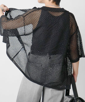 25SS スパンコール メッシュニットシャツ