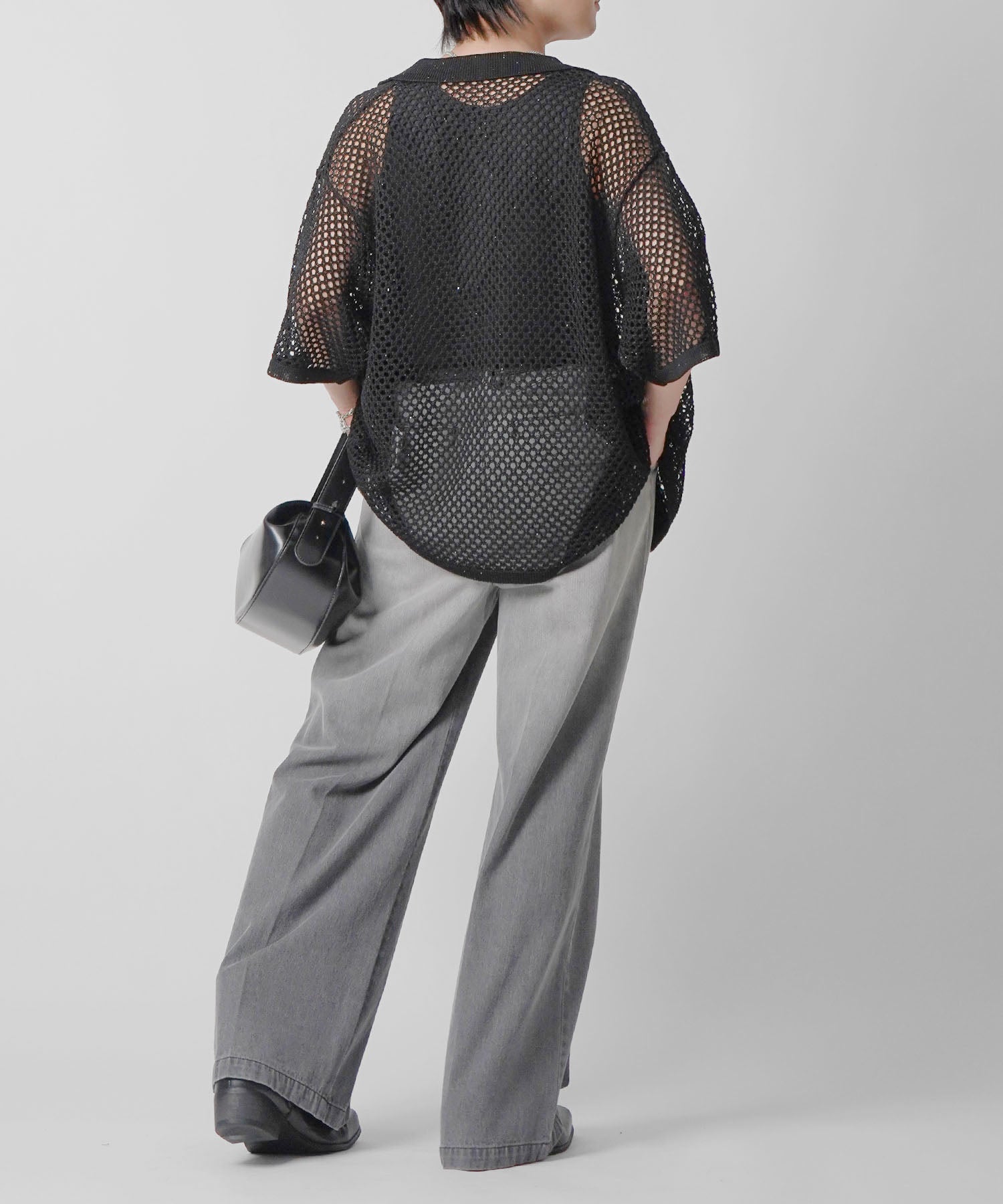 25SS スパンコール メッシュニットシャツ