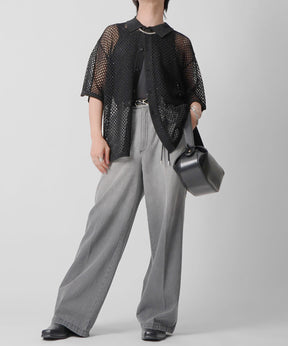 25SS スパンコール メッシュニットシャツ