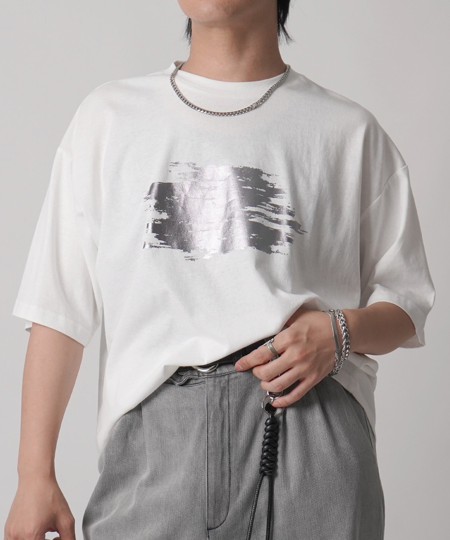 25SS アブストラクトグラフィック箔プリント 半袖Tシャツ