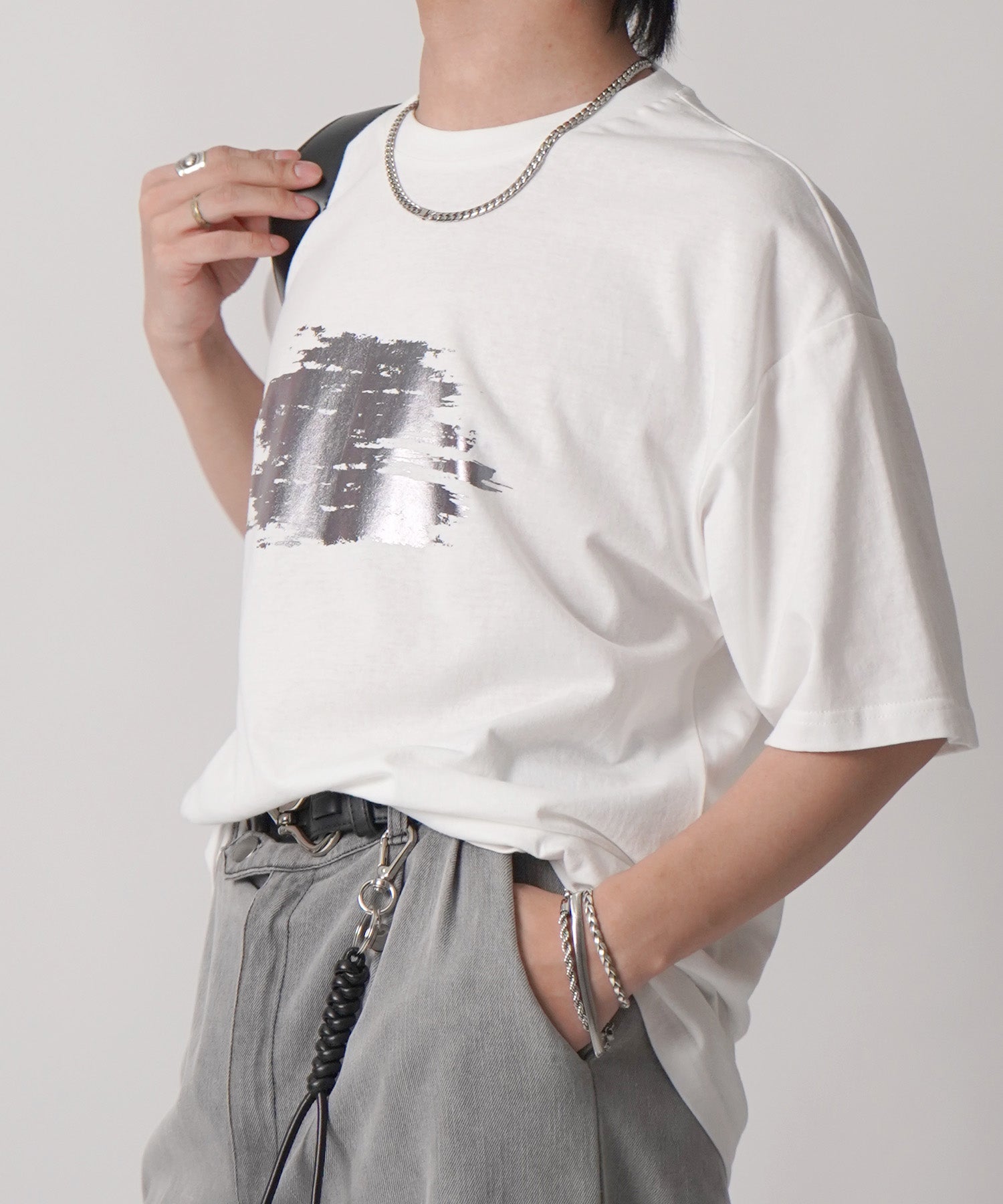 25SS アブストラクトグラフィック箔プリント 半袖Tシャツ