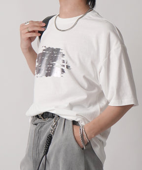 25SS アブストラクトグラフィック箔プリント 半袖Tシャツ