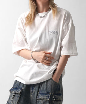 25SS クラウン ボックスシルエット グランジ風 レトロモチーフ バックプリント 半袖Tシャツ