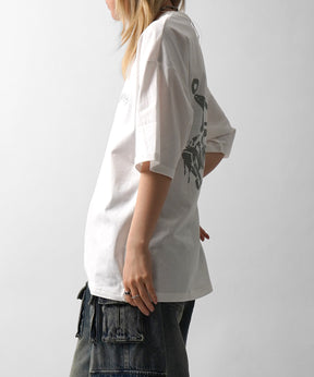 25SS クラウン ボックスシルエット グランジ風 レトロモチーフ バックプリント 半袖Tシャツ