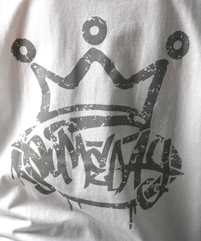 25SS クラウン ボックスシルエット グランジ風 レトロモチーフ バックプリント 半袖Tシャツ