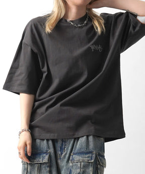 25SS クラウン ボックスシルエット グランジ風 レトロモチーフ バックプリント 半袖Tシャツ