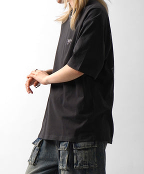 25SS クラウン ボックスシルエット グランジ風 レトロモチーフ バックプリント 半袖Tシャツ