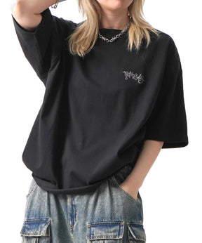 25SS クラウン ボックスシルエット グランジ風 レトロモチーフ バックプリント 半袖Tシャツ