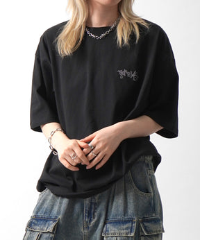 25SS クラウン ボックスシルエット グランジ風 レトロモチーフ バックプリント 半袖Tシャツ