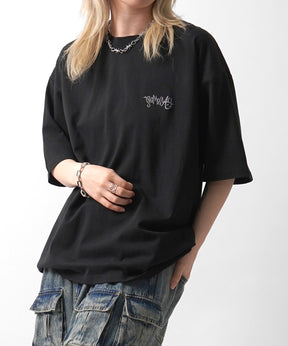 25SS クラウン ボックスシルエット グランジ風 レトロモチーフ バックプリント 半袖Tシャツ