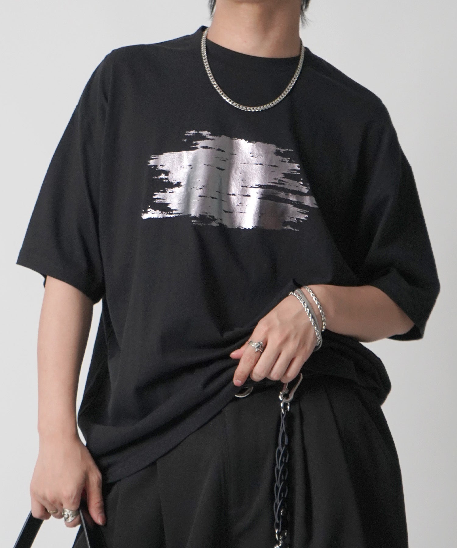 25SS アブストラクトグラフィック箔プリント 半袖Tシャツ