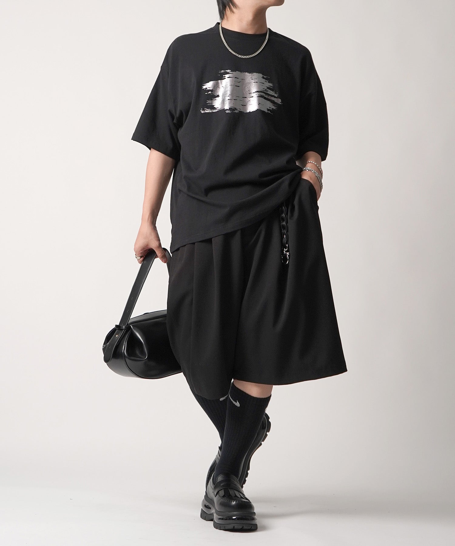 25SS アブストラクトグラフィック箔プリント 半袖Tシャツ