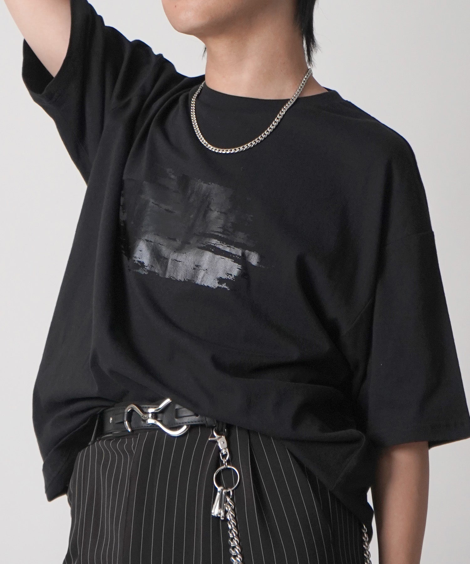 25SS アブストラクトグラフィック箔プリント 半袖Tシャツ