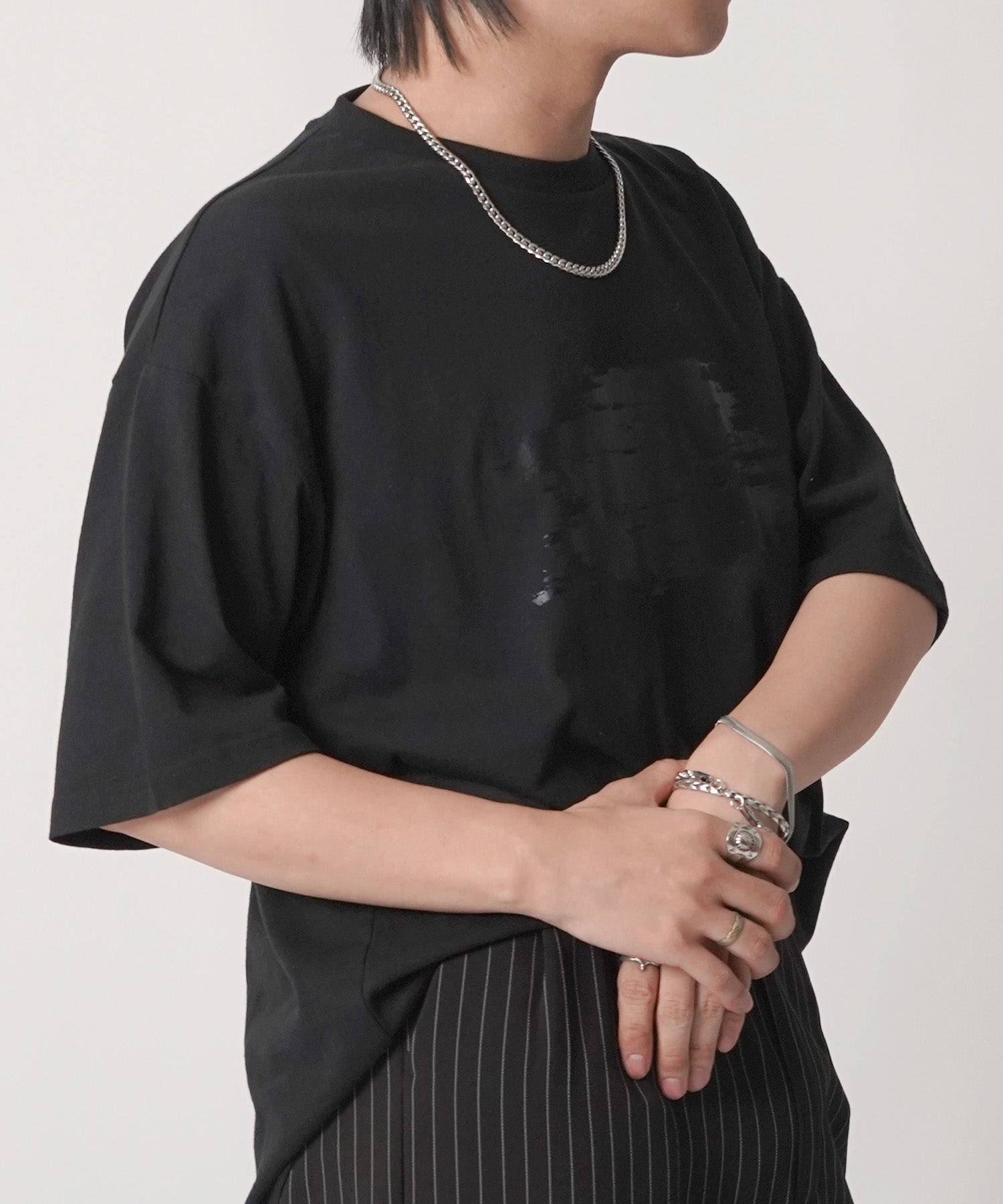 25SS アブストラクトグラフィック箔プリント 半袖Tシャツ