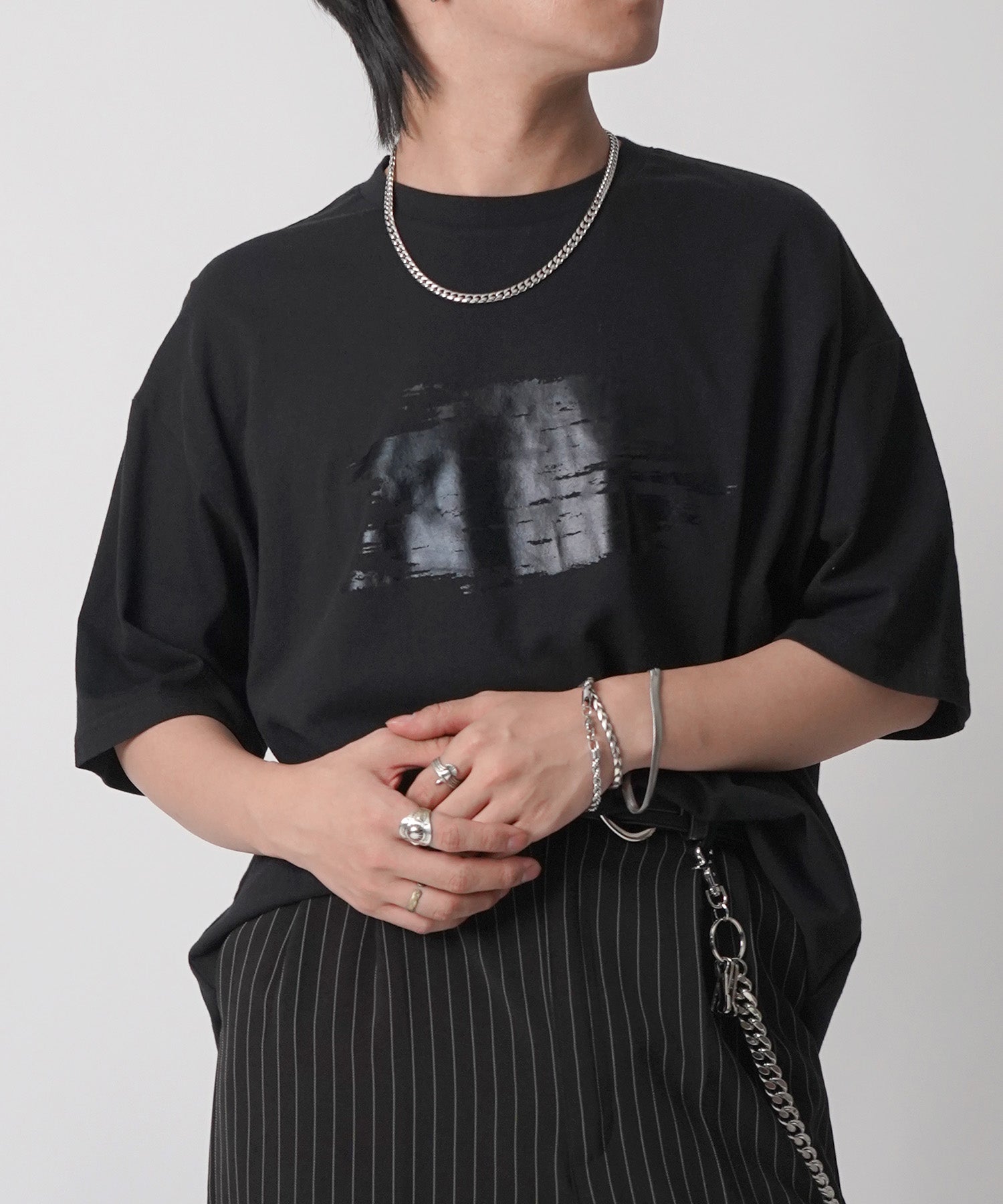 25SS アブストラクトグラフィック箔プリント 半袖Tシャツ