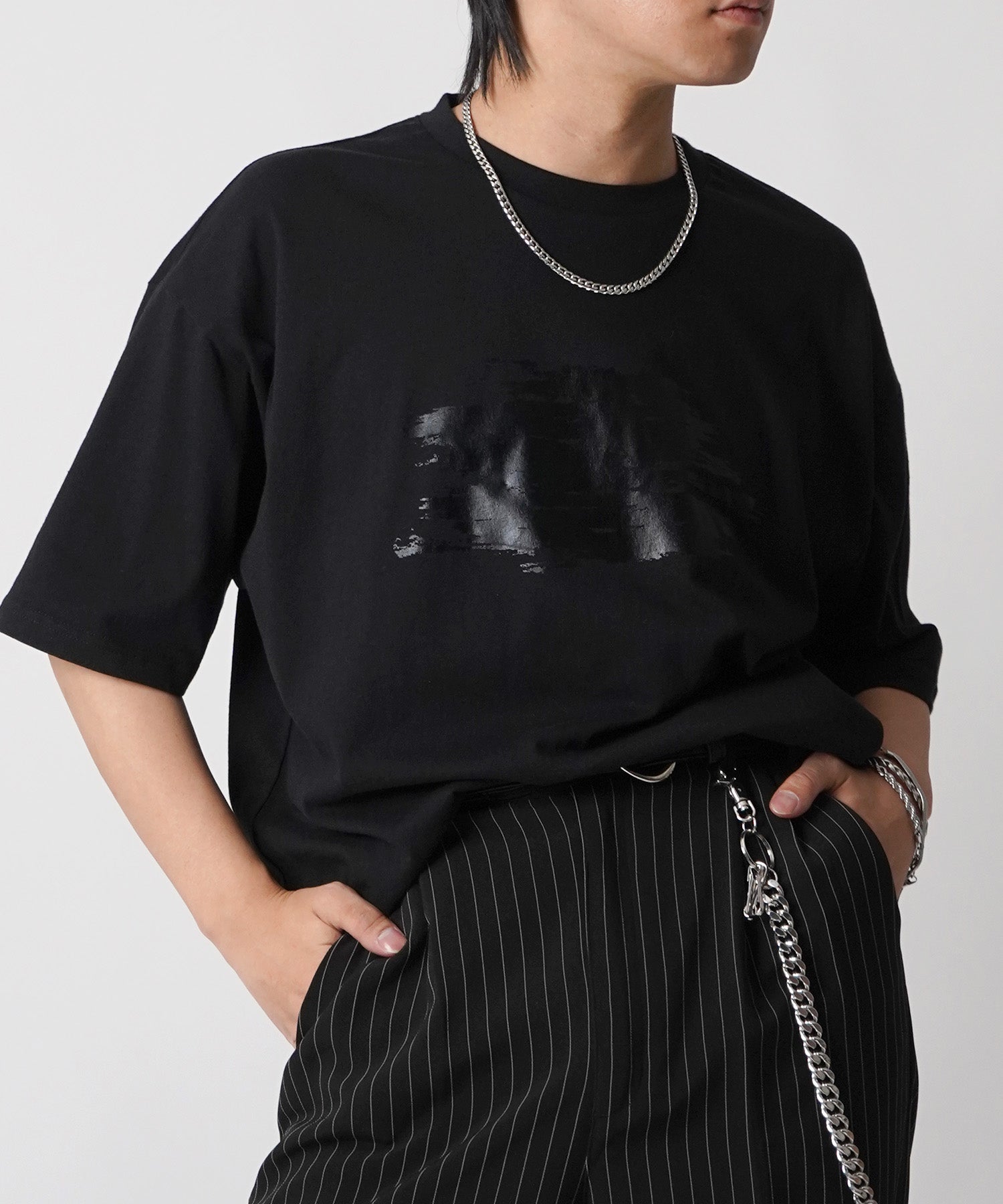 25SS アブストラクトグラフィック箔プリント 半袖Tシャツ