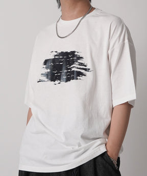 25SS アブストラクトグラフィック箔プリント 半袖Tシャツ