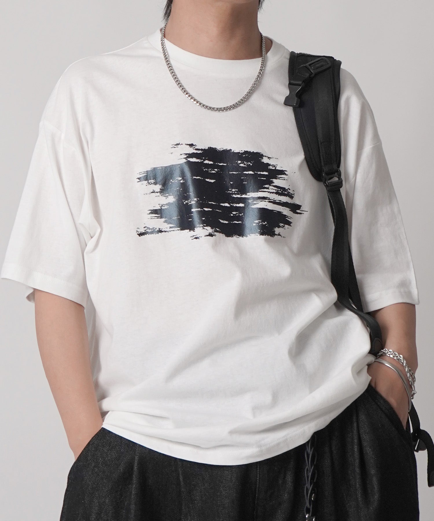 25SS アブストラクトグラフィック箔プリント 半袖Tシャツ