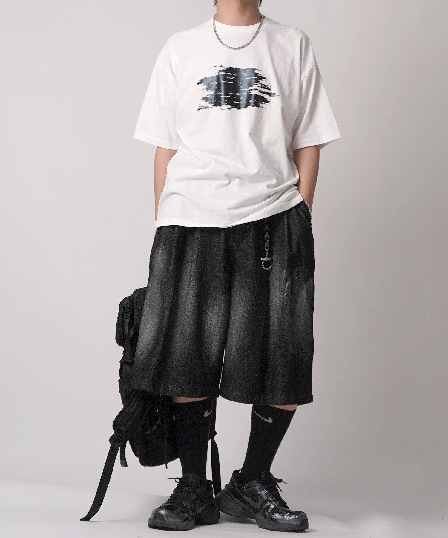 25SS アブストラクトグラフィック箔プリント 半袖Tシャツ