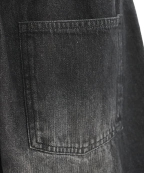 25SS【96thes】サイドカットオフ ワイドルーズデニムパンツ