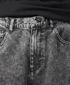 25SS【96thes】サイドカットオフ ワイドルーズデニムパンツ