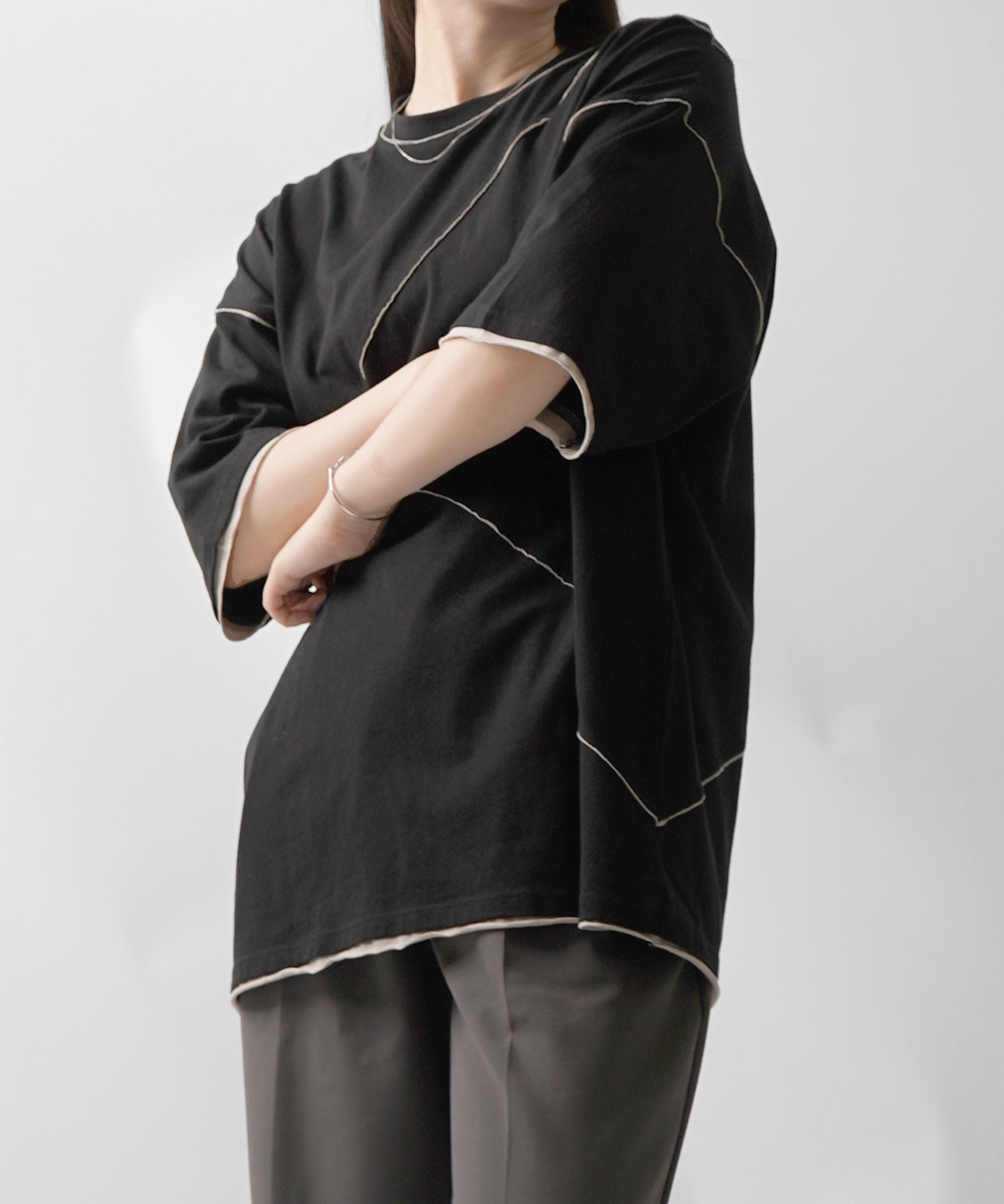 25SS カットオフ switching Tee 切替半袖Tシャツ