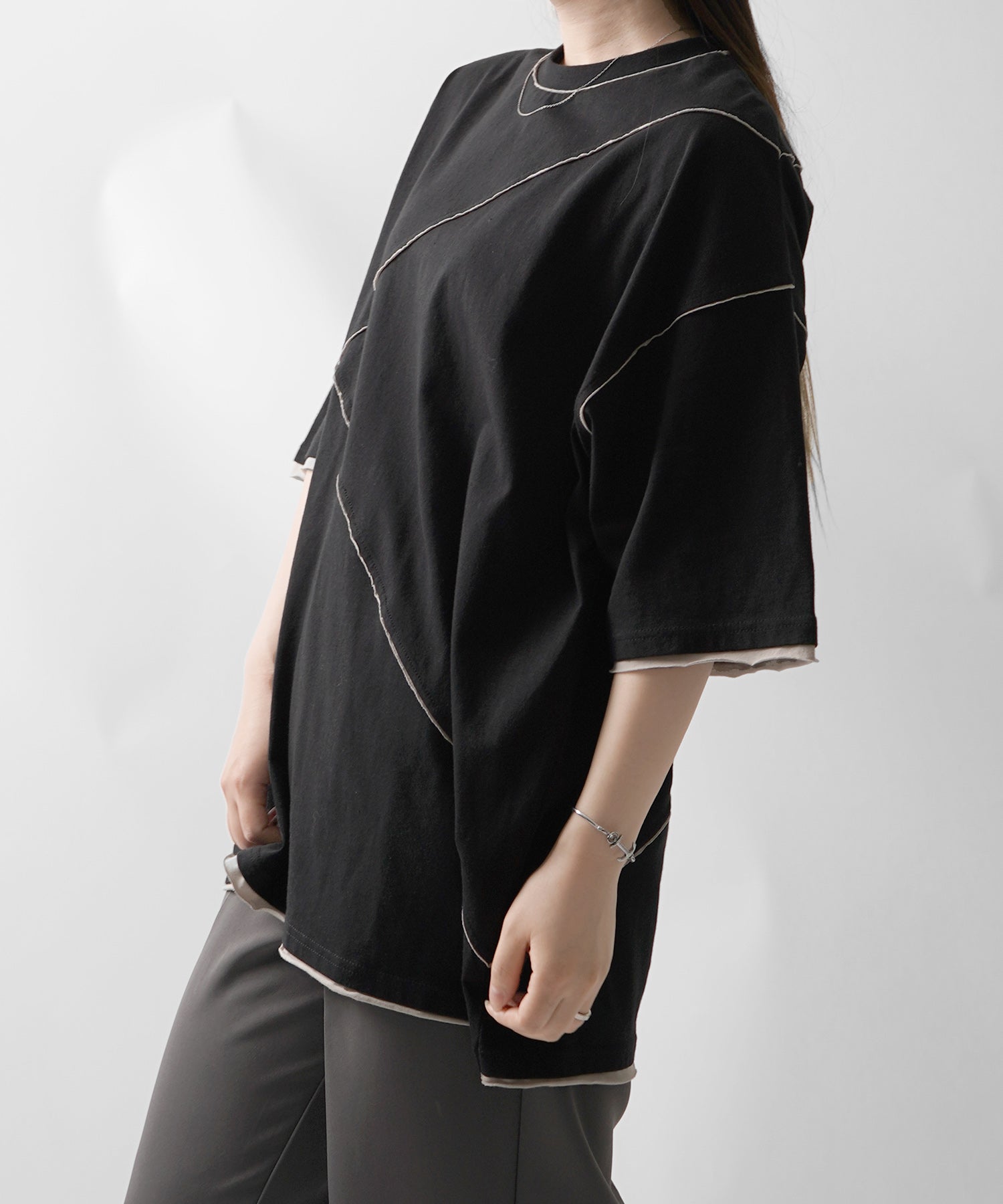 25SS カットオフ switching Tee 切替半袖Tシャツ