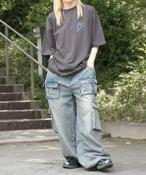25SS スプレーハート ビッグシルエット バックプリント 半袖Tシャツ ワンポイント