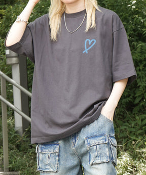 25SS スプレーハート ビッグシルエット バックプリント 半袖Tシャツ ワンポイント