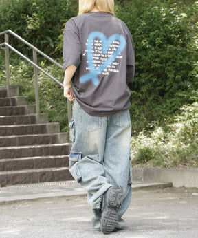 25SS スプレーハート ビッグシルエット バックプリント 半袖Tシャツ ワンポイント