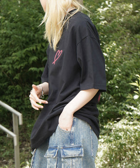 25SS スプレーハート ビッグシルエット バックプリント 半袖Tシャツ ワンポイント