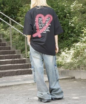 25SS スプレーハート ビッグシルエット バックプリント 半袖Tシャツ ワンポイント