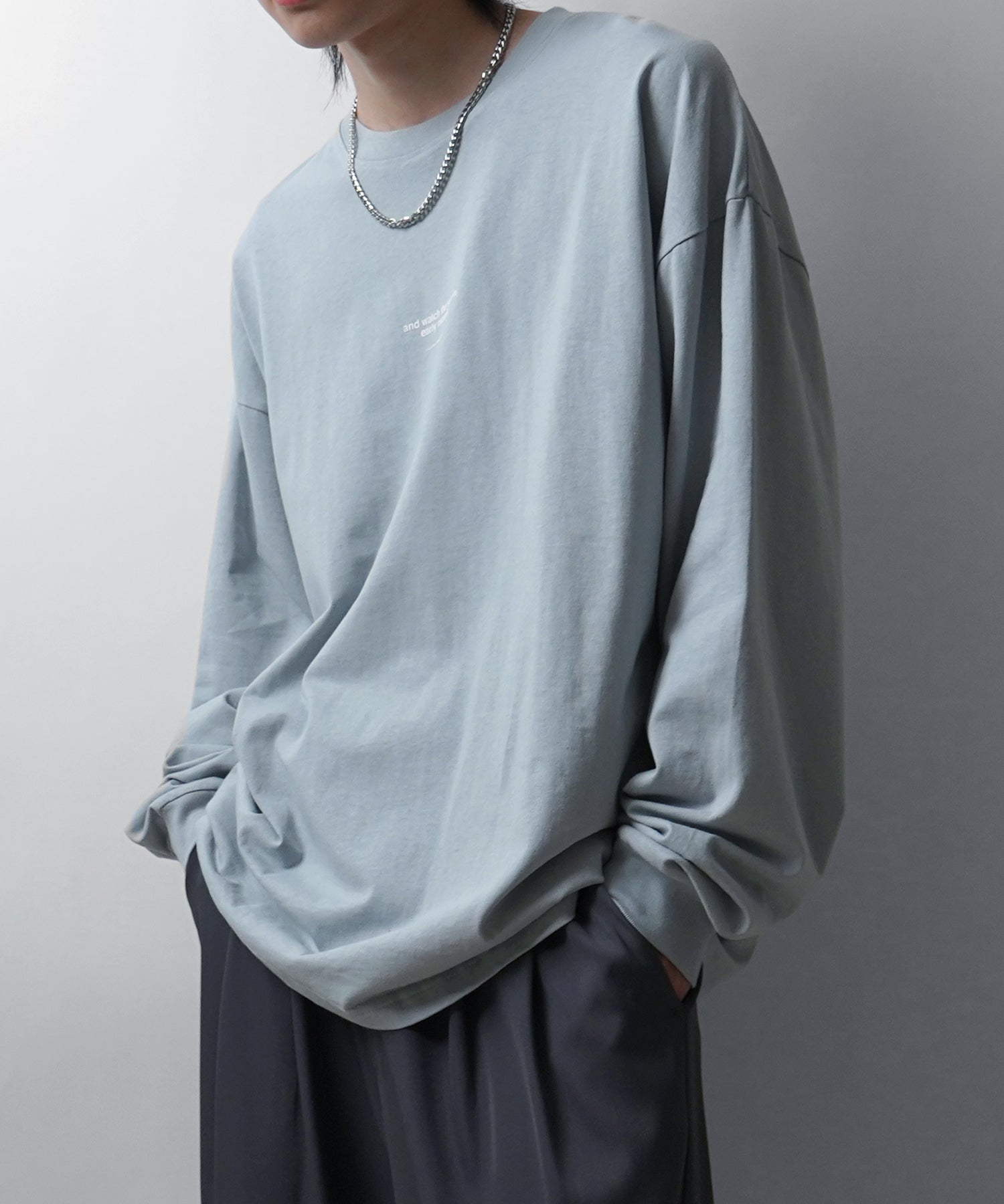 ボックス刺繍 / プリントロゴ ビッグシルエット ロンT カットソー ユニセックス