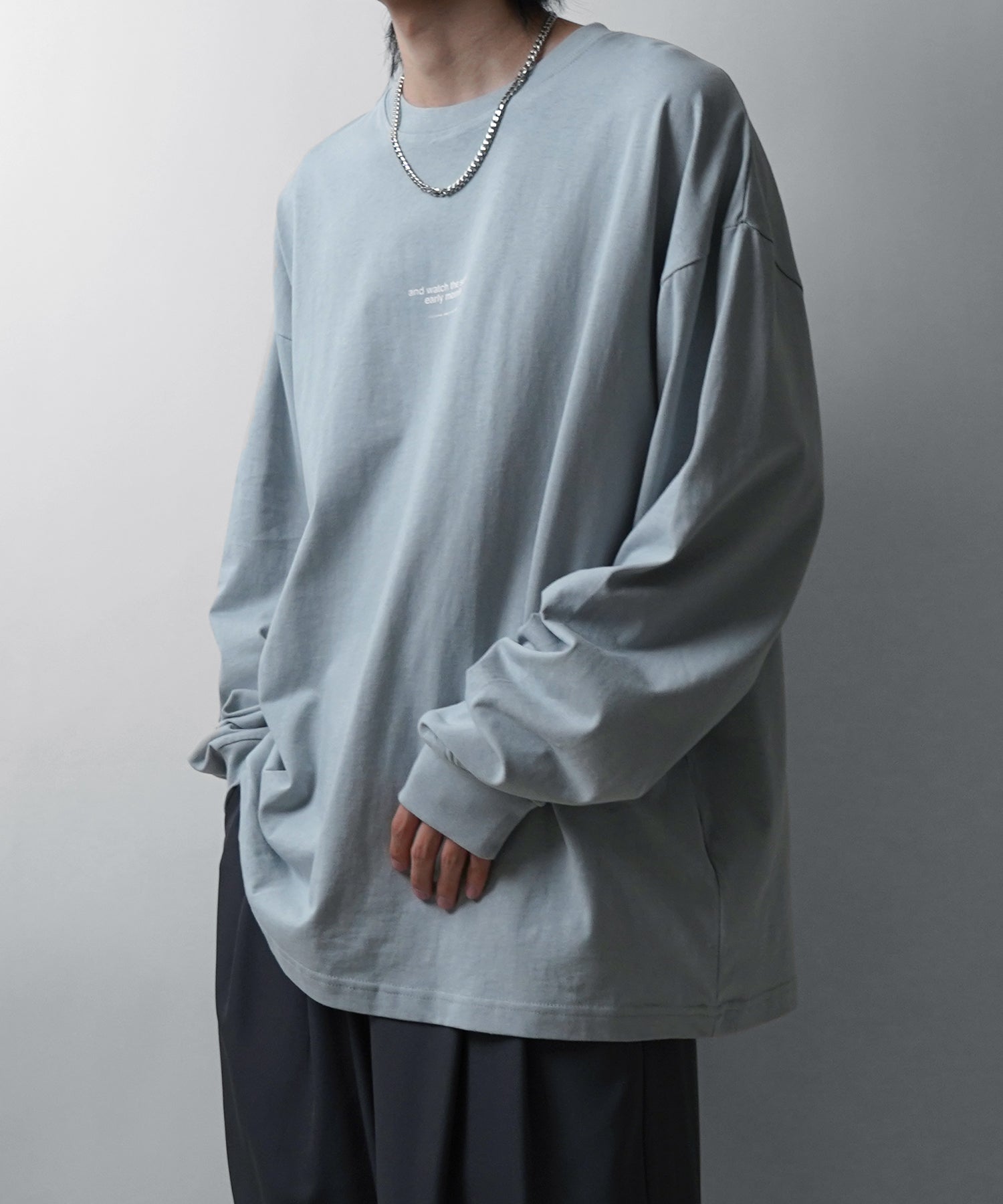 ボックス刺繍 / プリントロゴ ビッグシルエット ロンT カットソー ユニセックス
