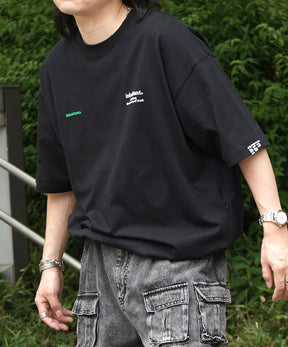 25SS【INHABITANT】ビッグシルエット フロントプリント 切替 半袖ドロストTシャツ