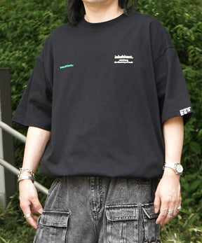 25SS【INHABITANT】ビッグシルエット フロントプリント 切替 半袖ドロストTシャツ