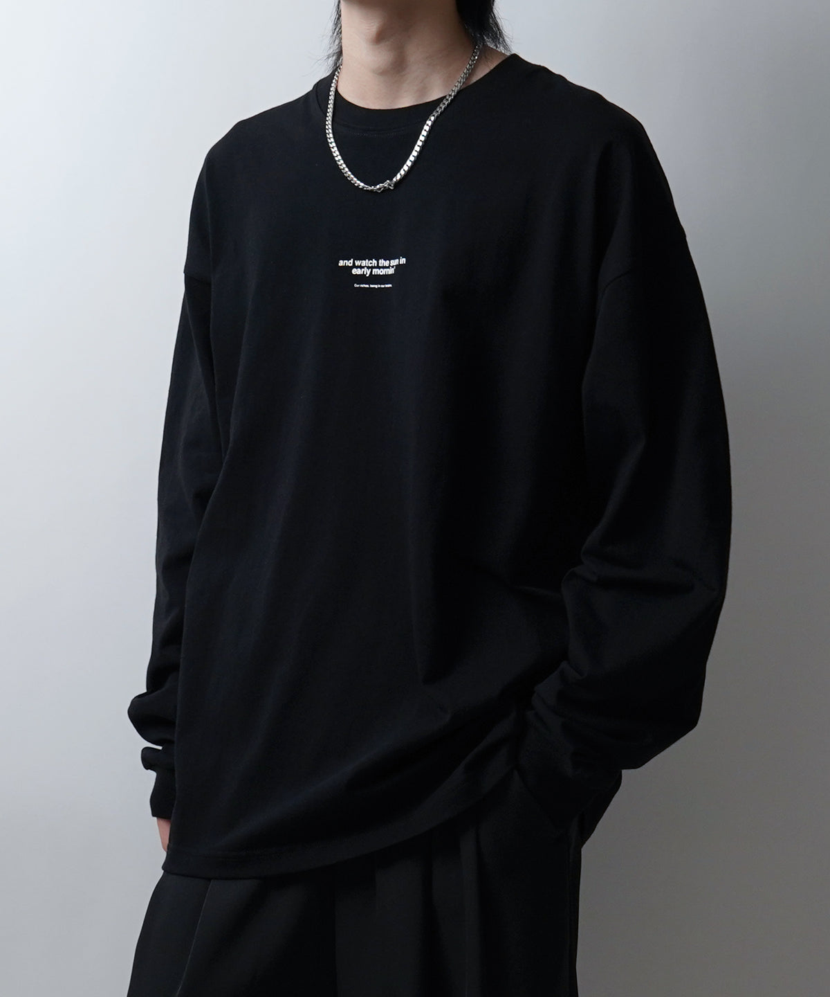 ボックス刺繍 / プリントロゴ ビッグシルエット ロンT カットソー ユニセックス