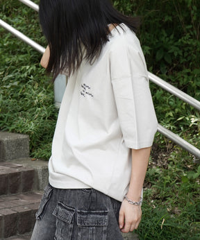 25SS ビッグシルエット プレーティング グラフィック プリント 半袖Tシャツ