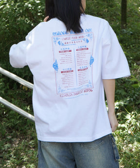 25SS ビッグシルエット "馬喰飯店" 中華メニュー バックプリント半袖Tシャツ