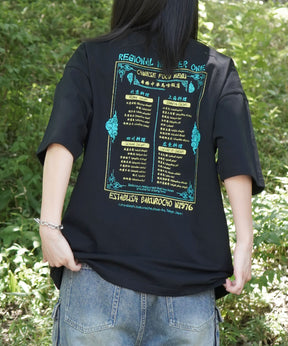 25SS ビッグシルエット "馬喰飯店" 中華メニュー バックプリント半袖Tシャツ