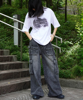 25SS ビッグシルエット プレーティング 半袖Tシャツ グラフィック プリント