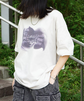25SS ビッグシルエット プレーティング 半袖Tシャツ グラフィック プリント