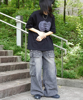 25SS ビッグシルエット プレーティング 半袖Tシャツ グラフィック プリント