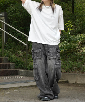 25SS クラウン ボックスシルエット グランジ風 レトロモチーフ バックプリント 半袖Tシャツ