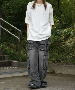 25SS クラウン ボックスシルエット グランジ風 レトロモチーフ バックプリント 半袖Tシャツ
